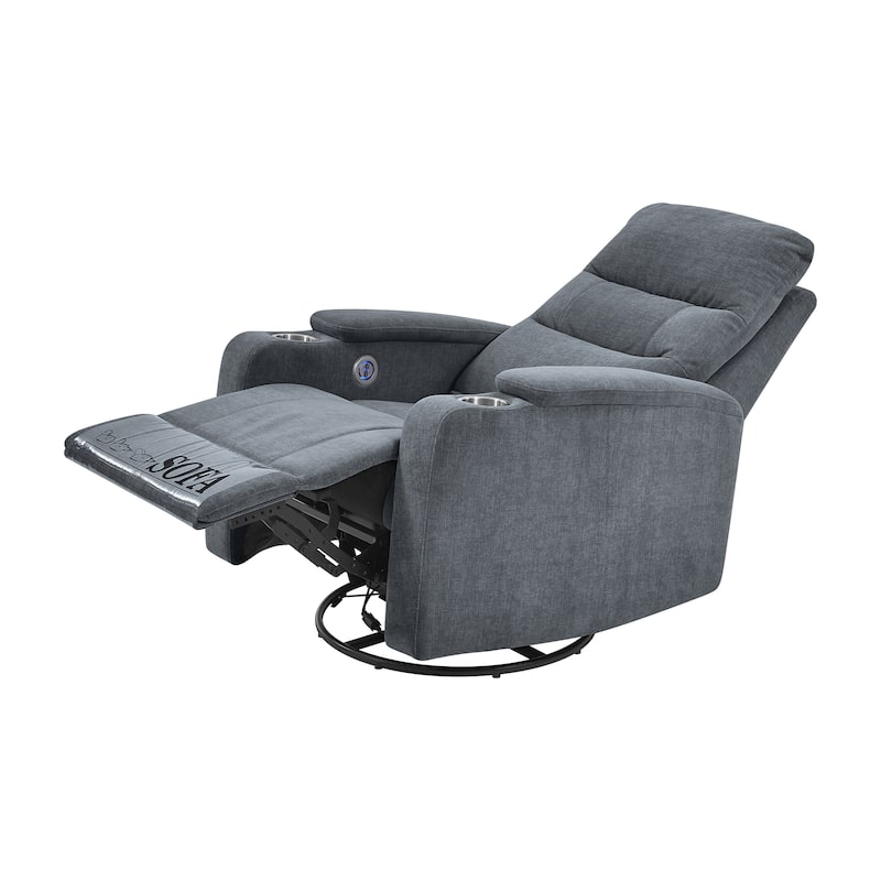 Swivel Rocking Recliner Sofa Chair With USB Charge Port & Cup Holder