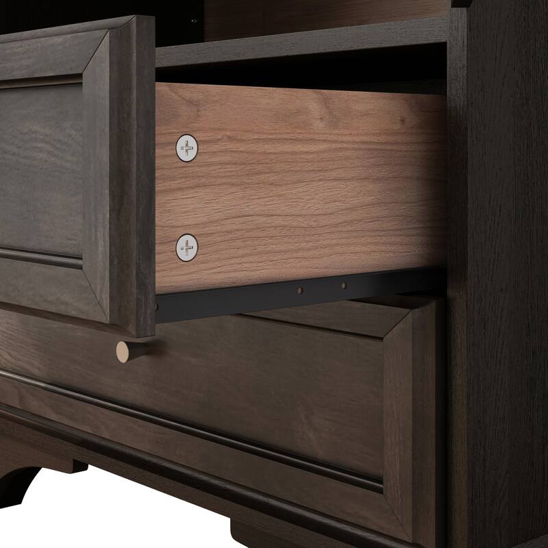 GDFStudio Calystrian Glass Door Curio Storage Cabinet with Adjustable Shelves