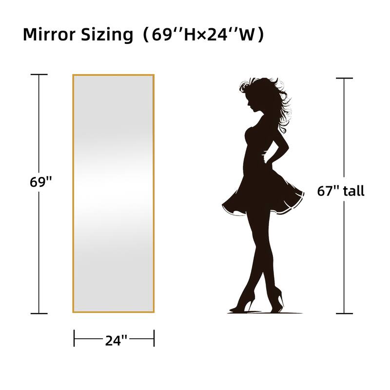 Aluminum Alloy Fine Edge Right Angle Full Length Mirror