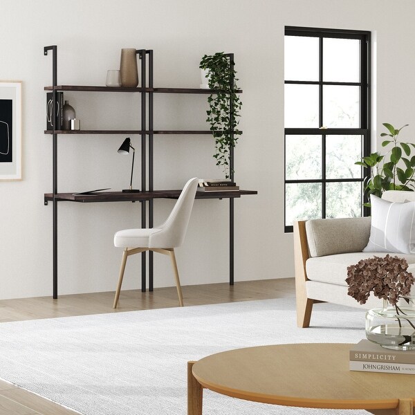 Nathan James Theo 2-Shelf Industrial Wall Mount Ladder Desk, Small