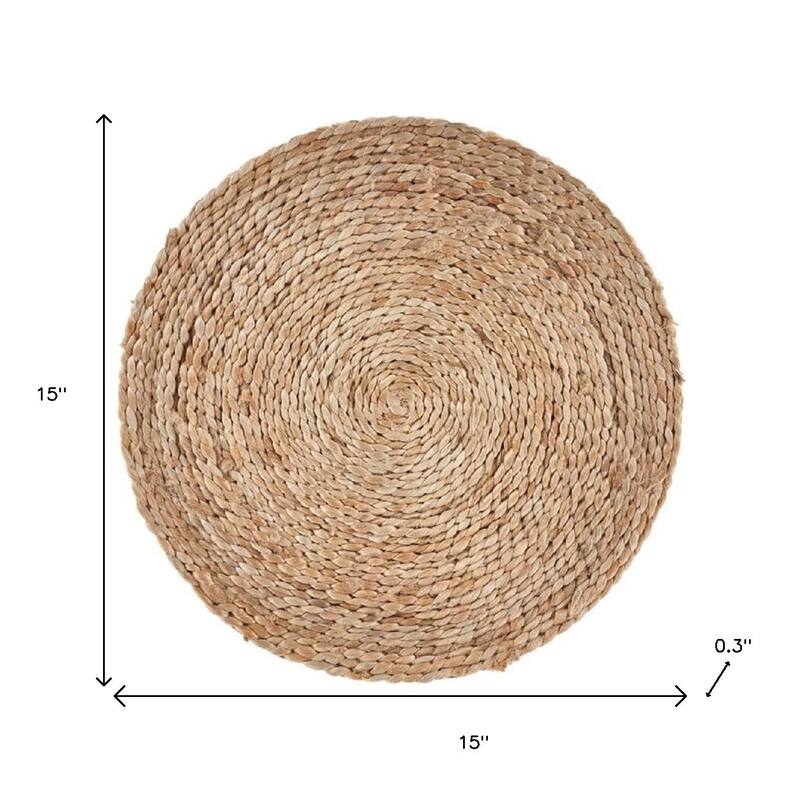 HomeRoots 15" Set of Two Natural Jute Round Placemats - 15.00 in. x 15.00 in. x 0.30 in.
