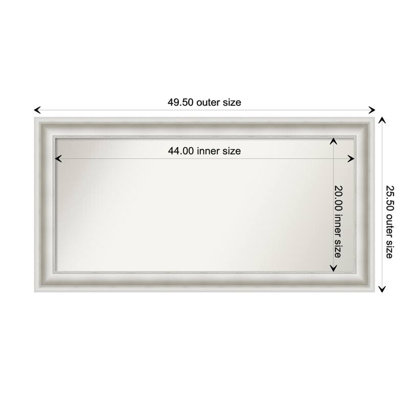 Parlor White Framed Non-Beveled Custom Wall Mirror, Bathroom Vanity Mirror - Outer Size: 49.5 x 25.5