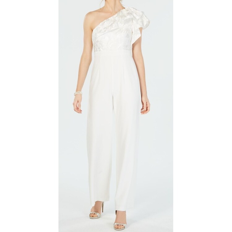 white jumpsuit one shoulder