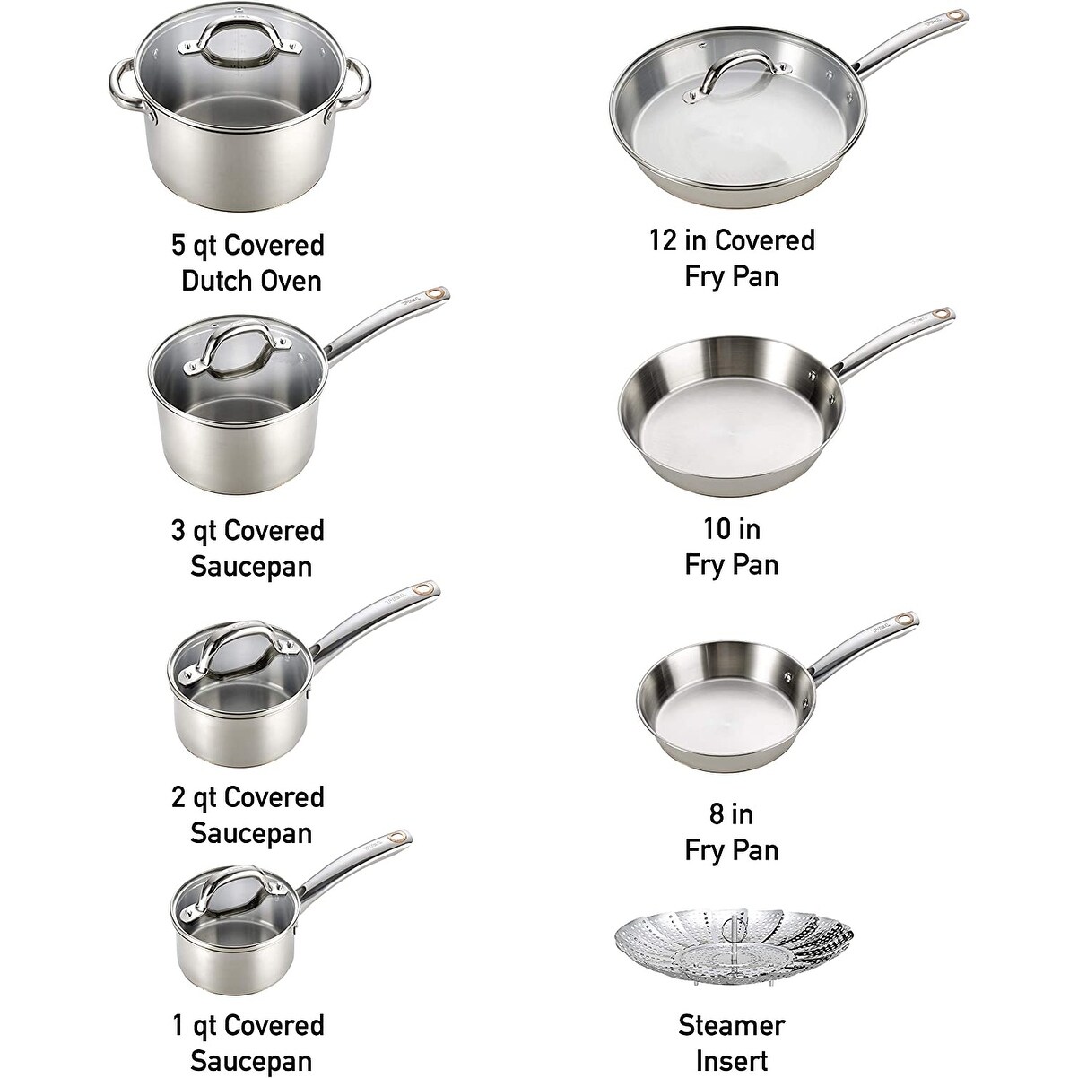 T-fal Ingenio Stainless Steel Cookware Set 13 Piece Induction Cookware,  Pots and Pans, Oven, Broil, Dishwasher Safe Silver
