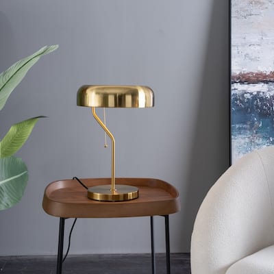 Bianca Gold and White Modern Pull Chain Table Lamp
