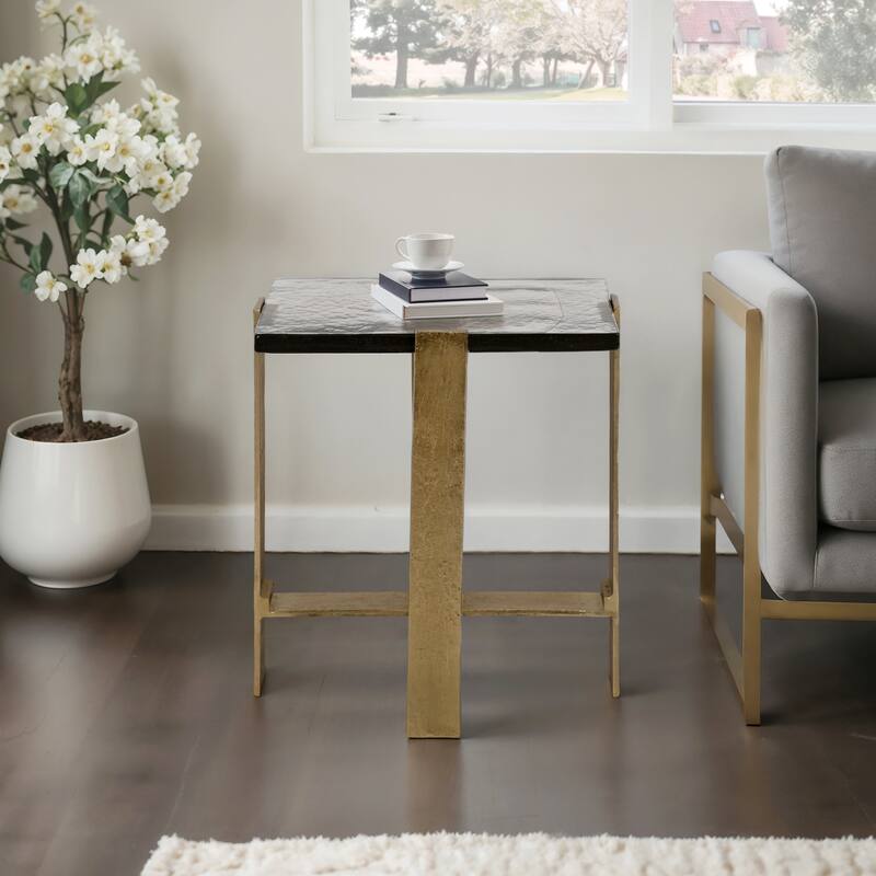 Accent Side Table with Metal Base - Gold, 22"