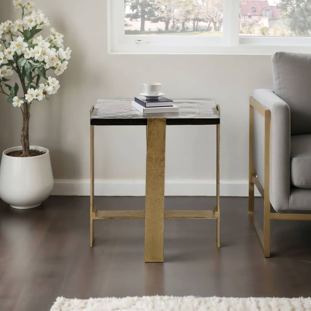 Accent Side Table with Metal Base - Gold, 22"