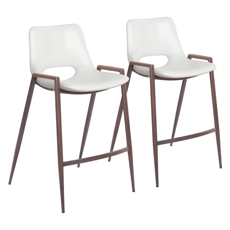 Desi Counter Stool (Set of 2) - 20.3" W x 20.7" D x 35.6" H - White, Walnut