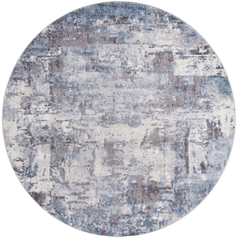 Livabliss Ankara Industrial Area Rug - 6'7" x 6'7" Round - Teal