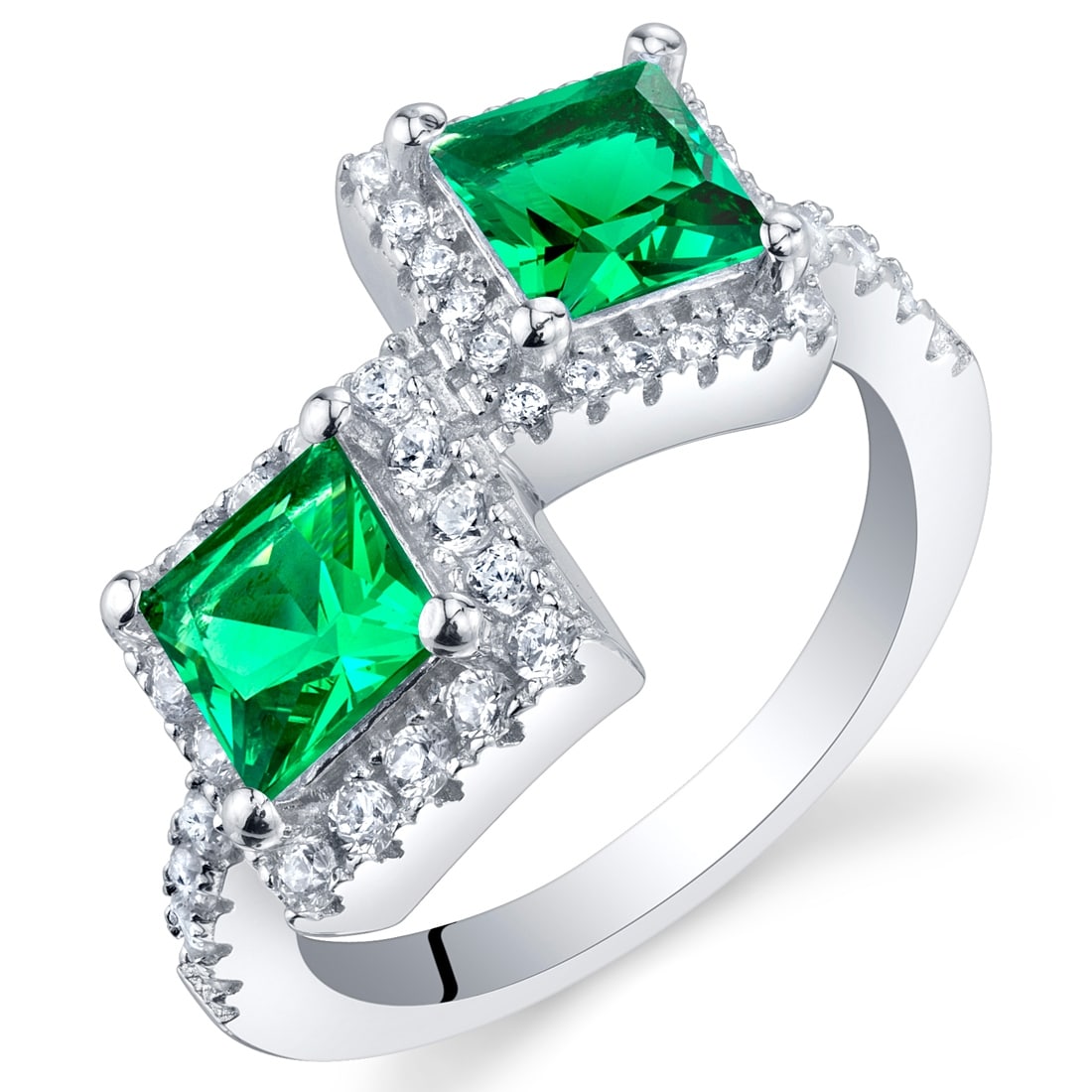 Oravo Sterling Silver 1 ct Created Emerald Birthstone Ring