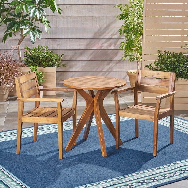 Stamford Outdoor 3 Piece Acacia Wood Bistro Set by Christopher Knight Home