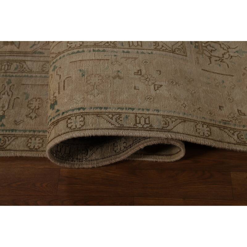 Tabriz Persian Vintage Rug Bedroom Hand-Knotted Wool Carpet - 9'6" x 12'9"