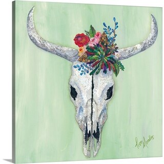 Shop Floral Bull Skull Canvas Wall Art Overstock 25492722