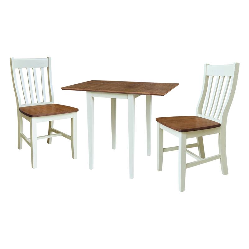 Solid Wood Dual Drop Leaf Table with Two Chairs - 3 Piece Set