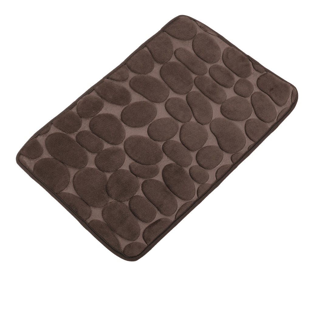 Non-Slip Bathroom Rugs, Polyester Bath Mat, Machine Washable Brown Cobblestone Pattern 23.62"x15.75"