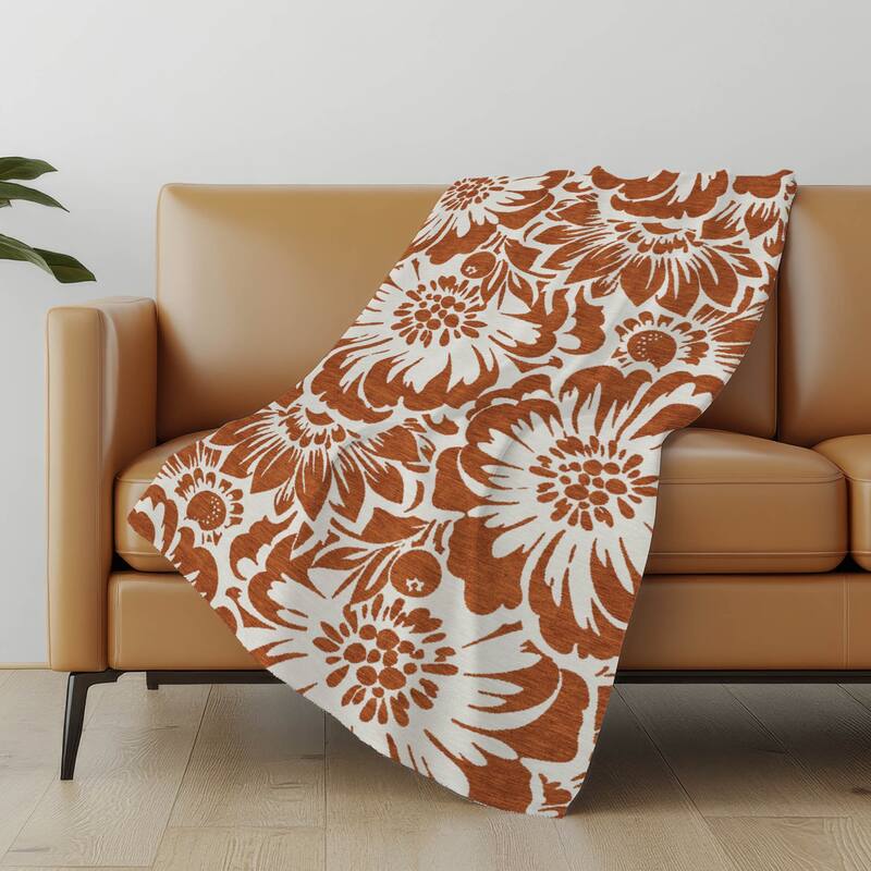 Premium Machine Washable Modern Floral Sherpa Throw Blanket