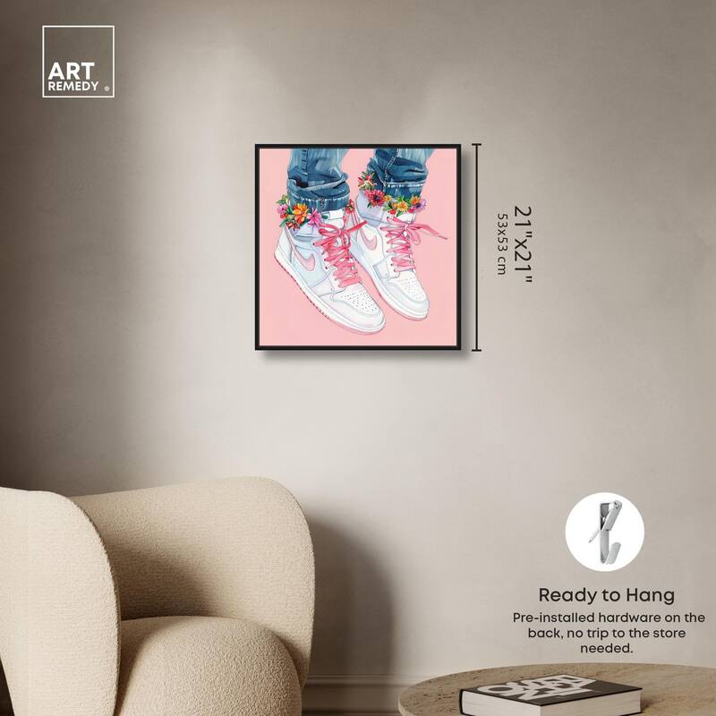 Blush Floral Bloom Sneakers Canvas by Art Remedy