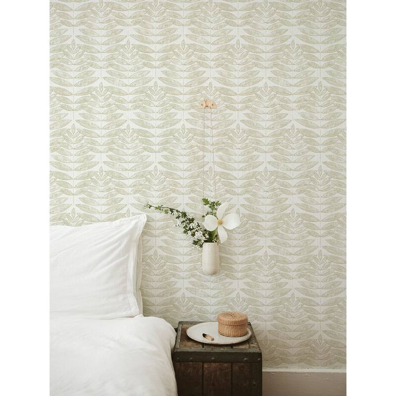 A-Street Prints Akira Taupe Leaf Wallpaper