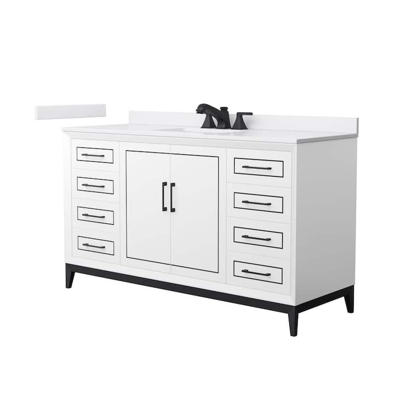 Wyndham Collection WCH5151-60S-VCA-US3MXX Marlena 60" Free Standing - White / White Cultured Marble Top / Matte Black