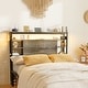 preview thumbnail 18 of 82, Headboards with Storage Shelves, Head Board with Power Outlet and LED Light for Bed Frame Grey Oak - Twin