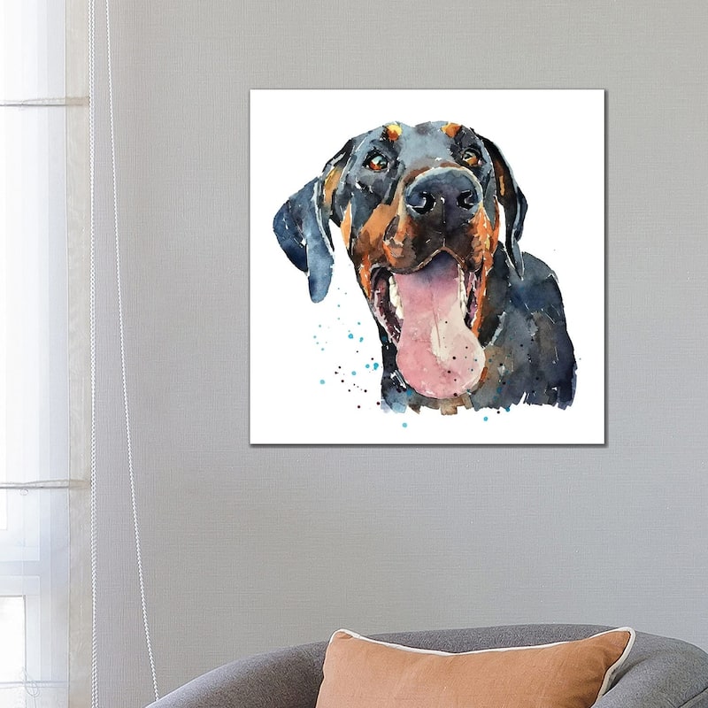 iCanvas "Doberman Smile" by EdsWatercolours Canvas Print - 26x26x1.5