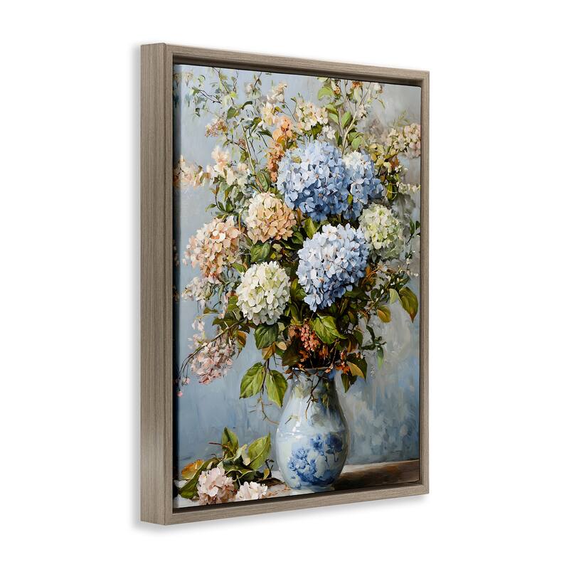Stupell Classic Hydrangeas & Leaves Framed Floater Canvas Wall Art Design By Franklyn Gregory