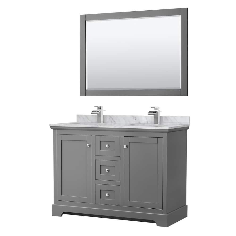 Avery 48-Inch Double Vanity Set with Square Sinks, 46-Inch Mirror