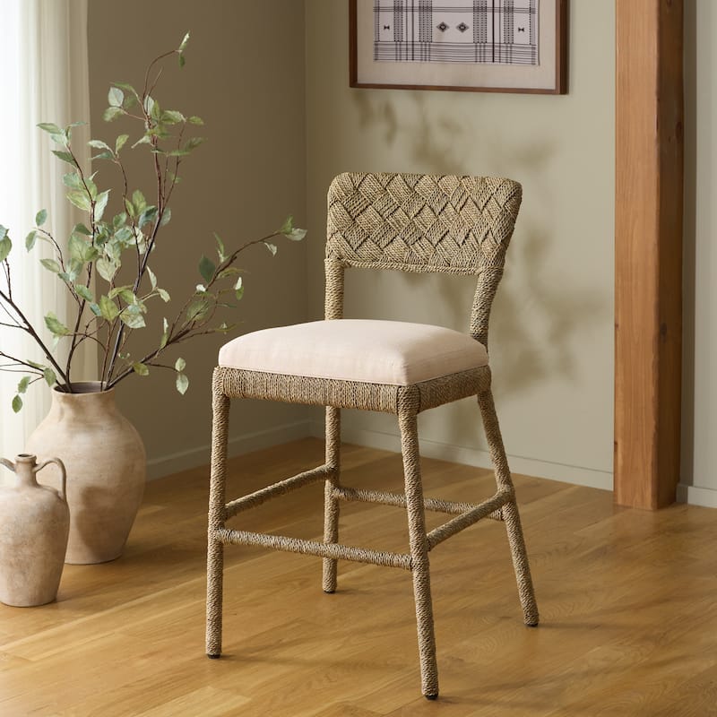 SAFAVIEH Couture Rosemarie Woven Seagrass Counter Stool - 21"W x 22"D x 39"H