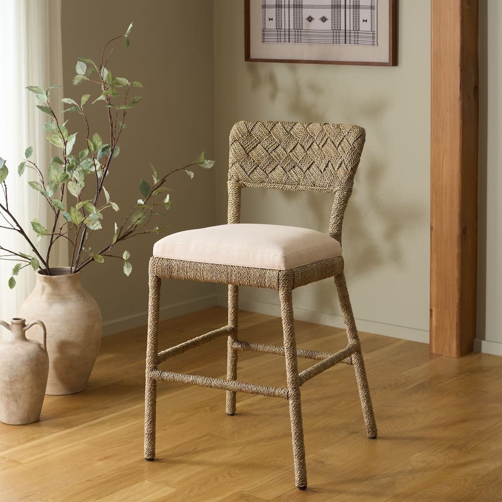 SAFAVIEH Couture Rosemarie Woven Seagrass Counter Stool - 21"W x 22"D x 39"H