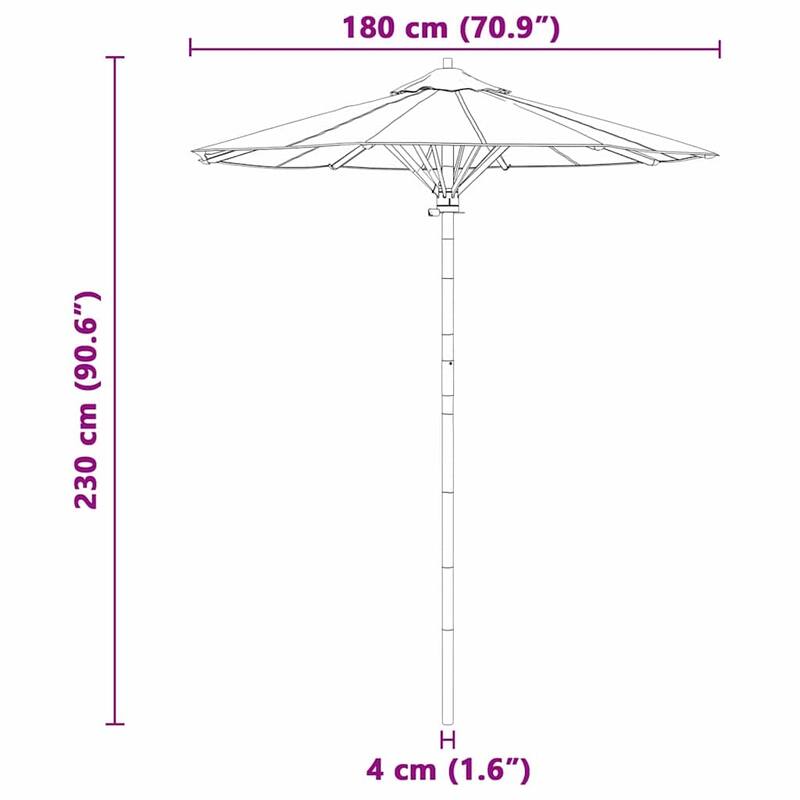 vidaXL Garden Parasol Cream White Ø 270 x 260 cm Bamboo - 70.87 x 70.87 x 90.55 in