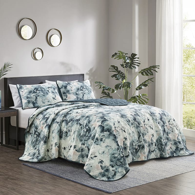 MarCielo 3 Piece Printed Quilt Set Lightweight Bedspread Set Rey - Queen