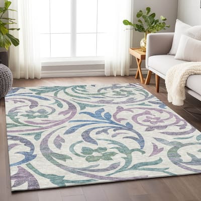 Premium Washable Super Soft Contempory Scroll Mayfield Rug