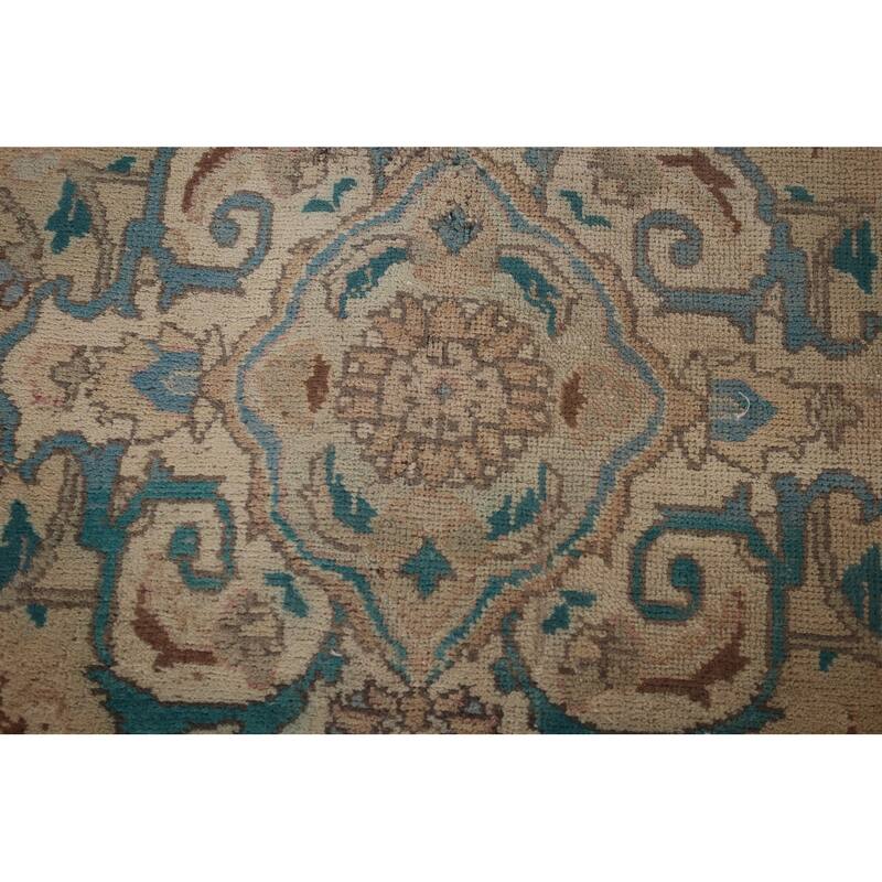 Light Brown Tabriz Persian Vintage Area Rug Handmade Wool Carpet - 6'7"x 9'7"