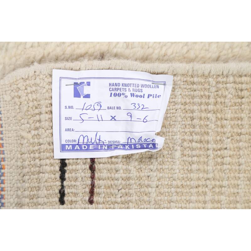 Vegetable Dye Oriental Moroccan Berber Area Rug Wool Hand-knotted - 5'9" x 9'5"