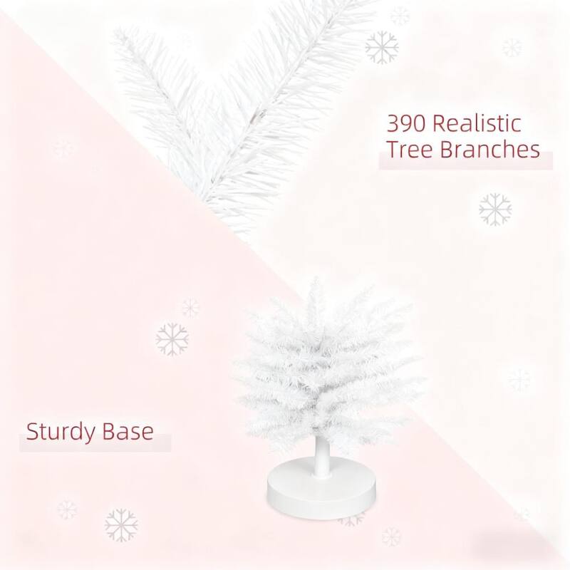 Slim Artificial Christmas Tree - Realistic Branches, Xmas Decor - White