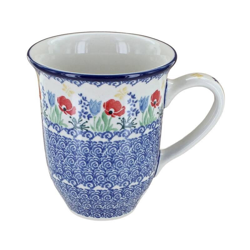 Blue Rose Polish Pottery 826 Ceramika Artystyczna Large Coffee Mug - Memory Garden