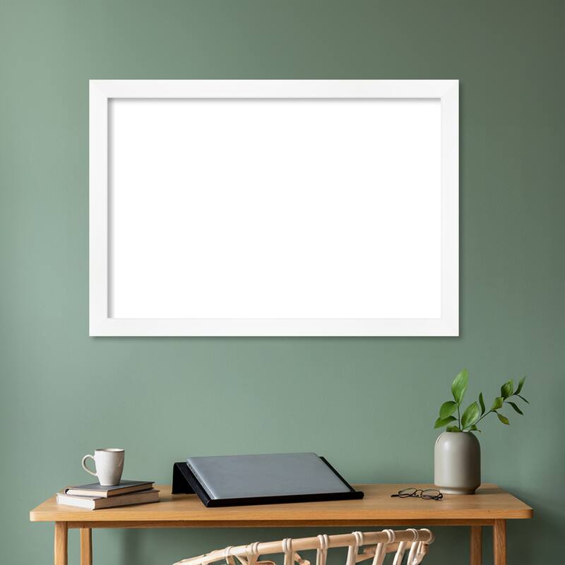 Amanti Art Cabinet White Narrow Framed Dry Erase Magnetic Board