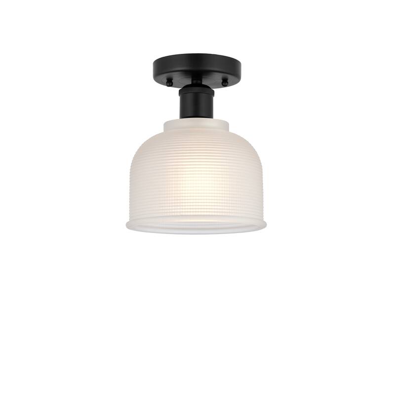 Innovations Lighting Edison Dayton - 1 Light 6" Semi-Flush Mount - Matte Black/White
