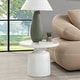 preview thumbnail 2 of 3, Engineering Marble End Table with Pedestal Base in White