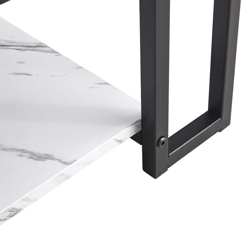 39.37" L MDF Rectangle Tabletop Iron Coffee Table , Dining Room, Coffee Shop, Resterant, White Top, Gold Leg