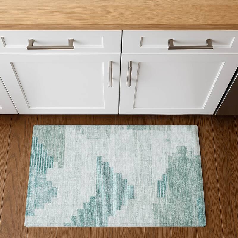 Premium Washable Super Soft Geo Global Mayfield Rug - 1'8" x 2'6" - Teal