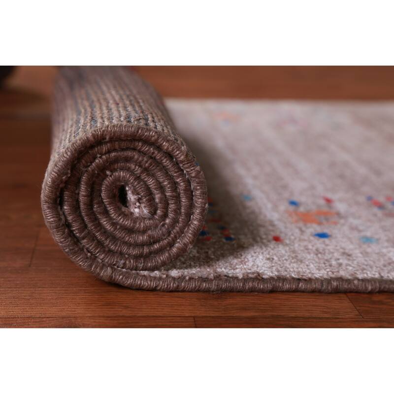 Hand Knotted Oriental 100% Wool Carpet Tribal Animal Pictorial Brown Gabbeh Runner Rug - 11' 9'' X 2' 7''