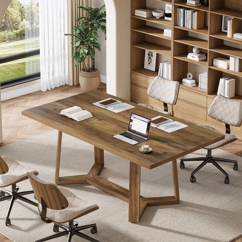 47-Inch Home Office Desk, Farmhouse Wood Executive Desk