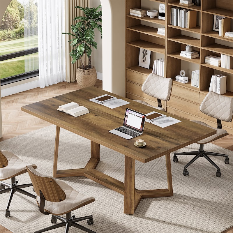 Farmhouse Home Office Desk, 47-Inch Wood Executive Desk