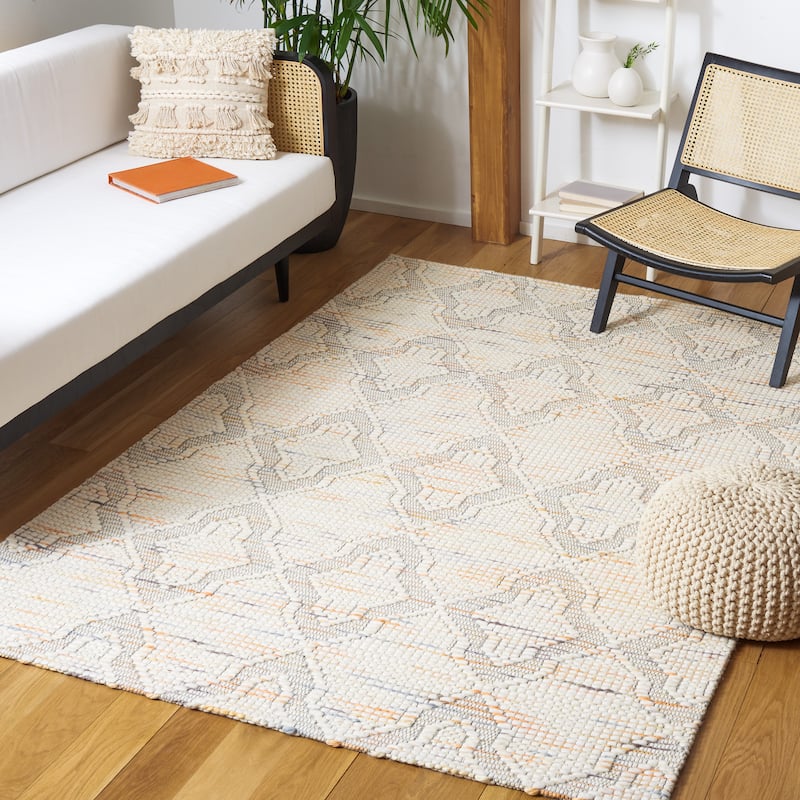 SAFAVIEH Handmade Marbella Zoja Wool & Jute Rug - 6' x 9' - Ivory/Orange