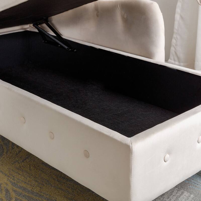 Chaise Lounge Indoor,Velvet Lounge Chair for Bedroom with Storage & Pillow,Modern Upholstered Rolled Arm Chase Lounge