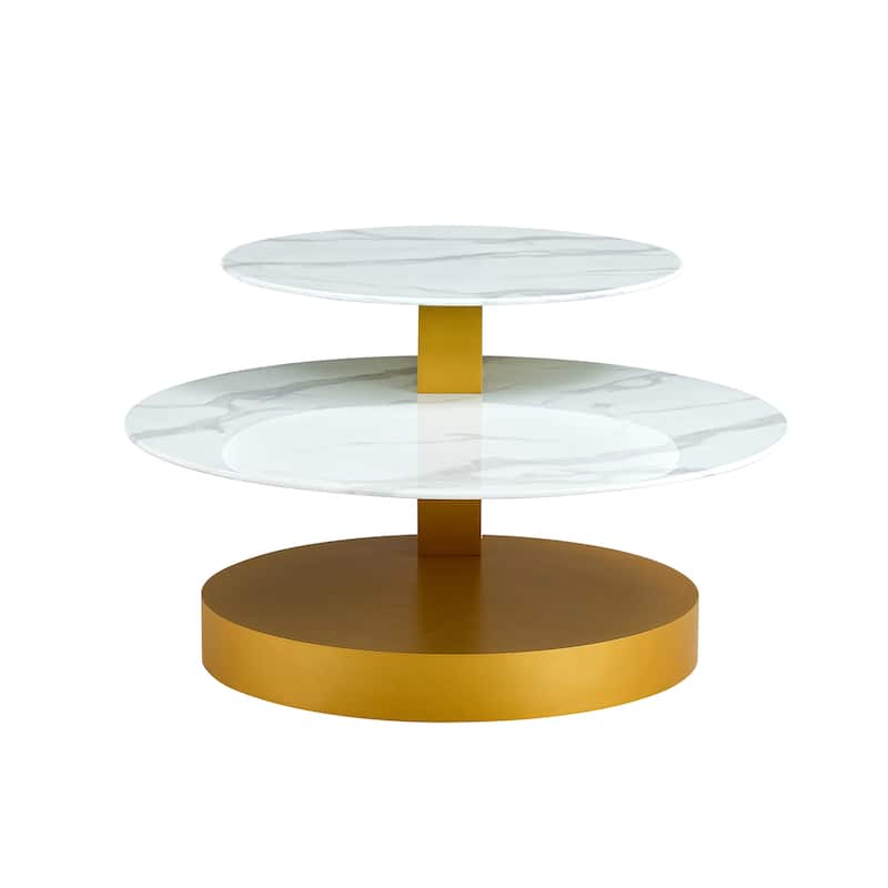 Modern and Practical Double-layer Round Coffee Table Sofa Side Table