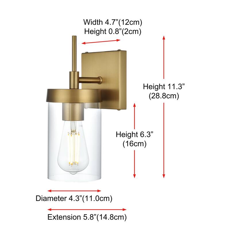 Bento 1 Light Black and Clear Bath Sconce