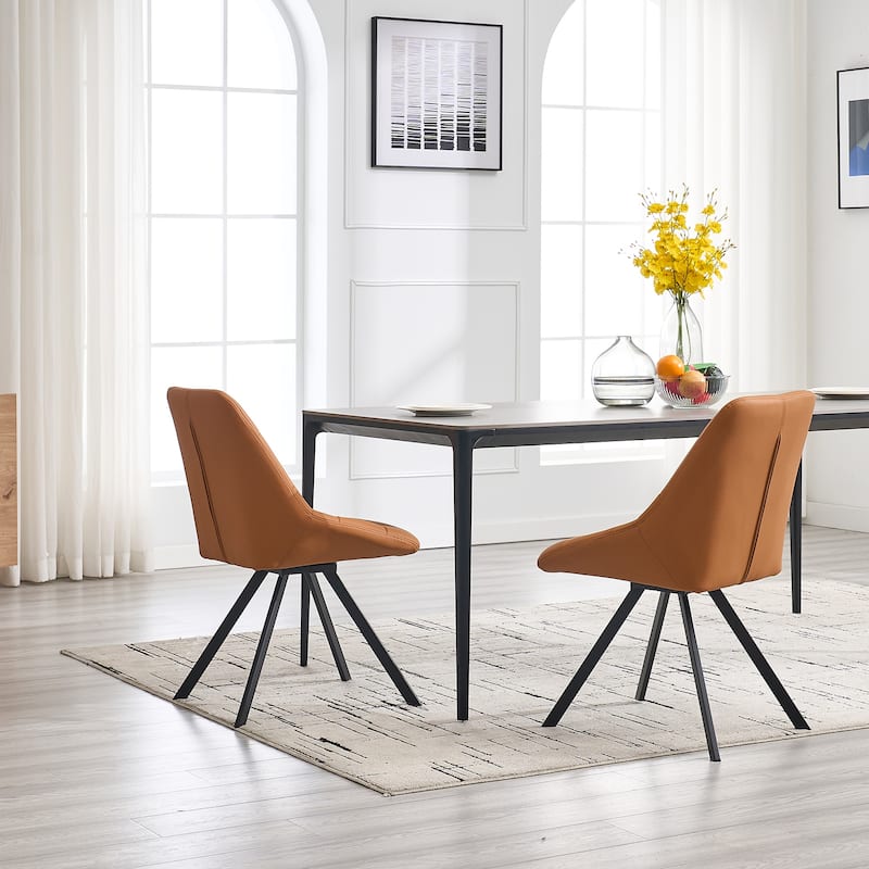 Grey Thickened Fabric Dining Chair with Metal Legs Set of 2