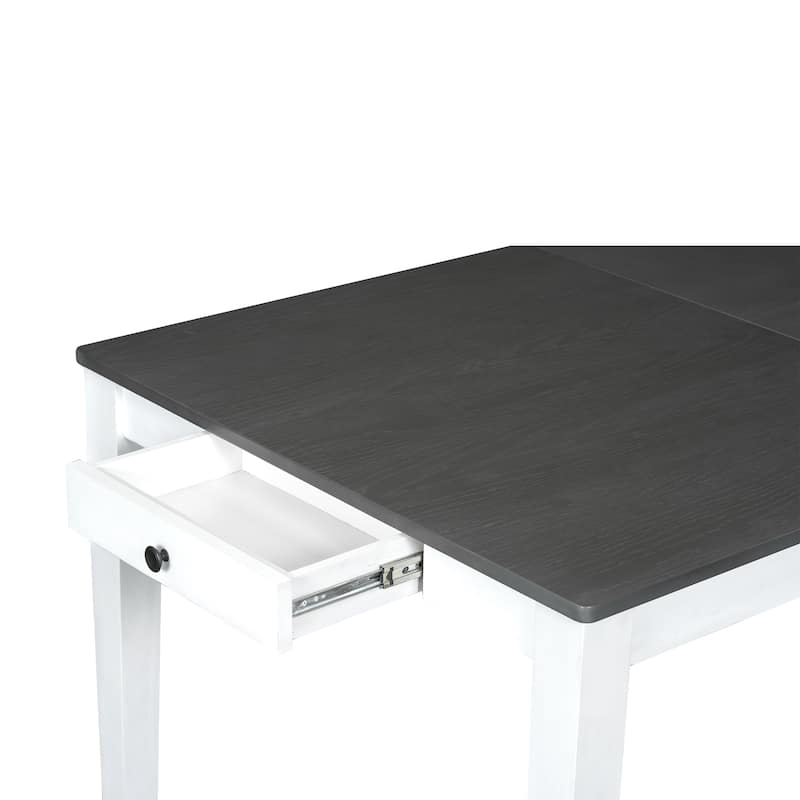 78.1'' Extendable Wood Dining Table Set with Removable Leaf and 6 Upholstered Dining Chairs